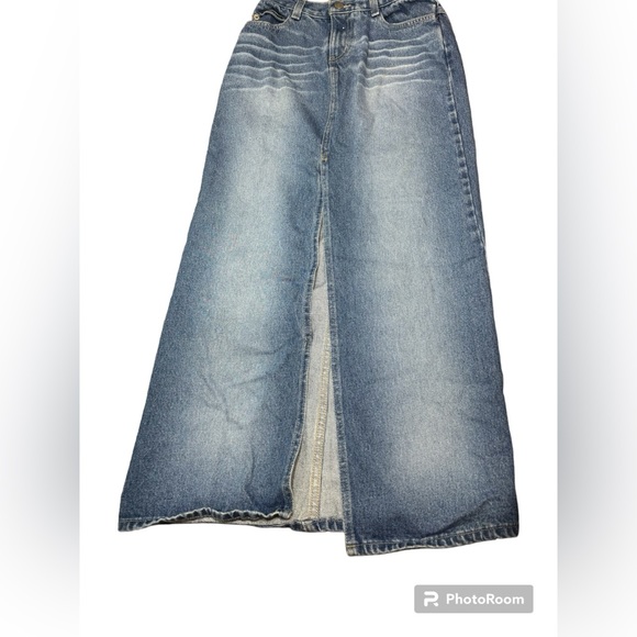 Rave r2r split slit jean skirt size 5 y2k vintage womens western denim - Picture 4 of 8